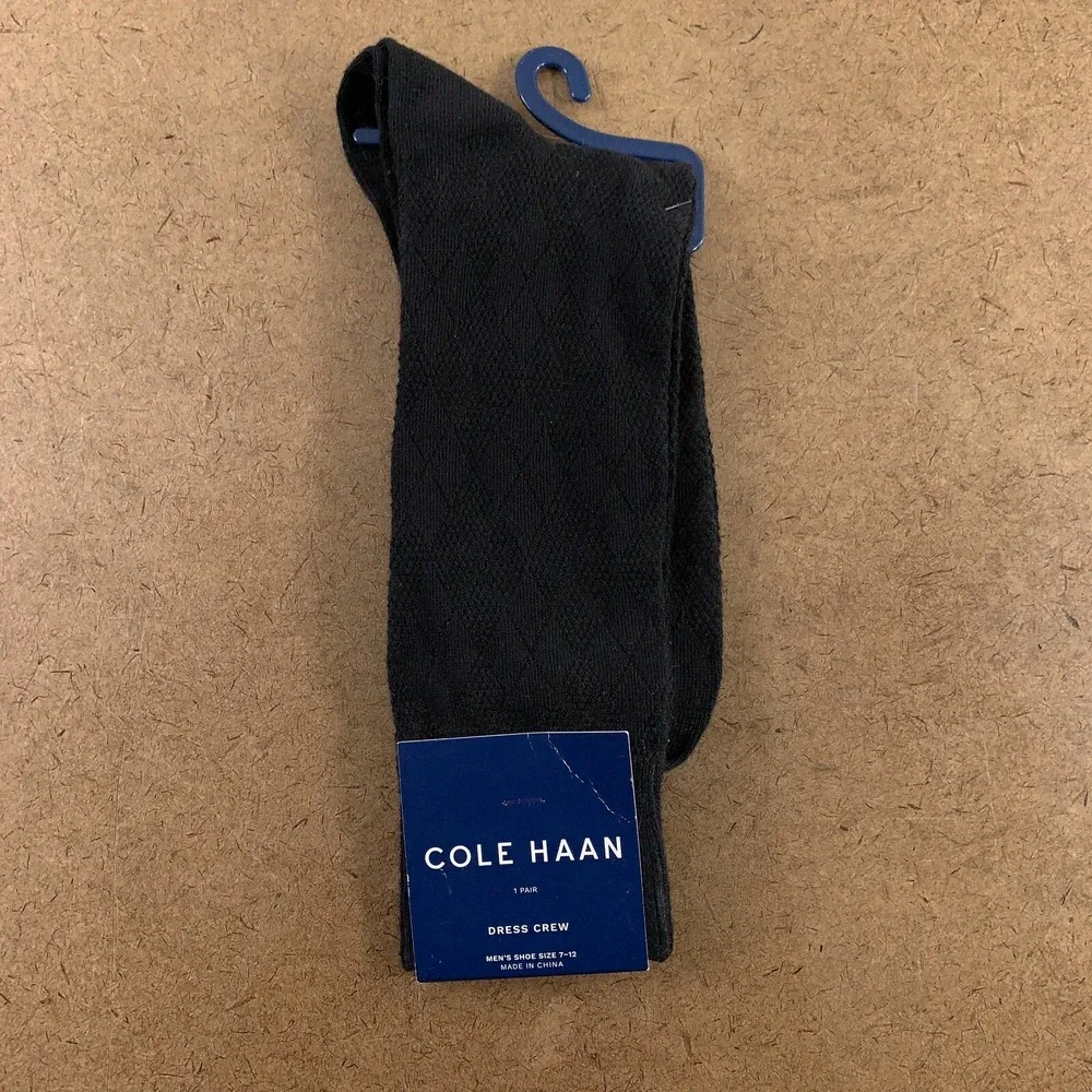 Cole Haan Men's Shoe Size 7-12 Black Dress Crew Socks 1 Pair NWT